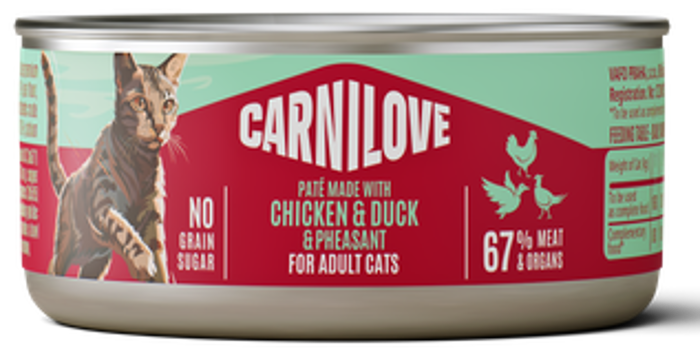 Carnilove® Paté Can Chicken, Duck & Pheasant for Adult Cats 100gr